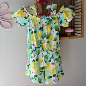 Mayoral Girls lemon Floral Romper size: 4T